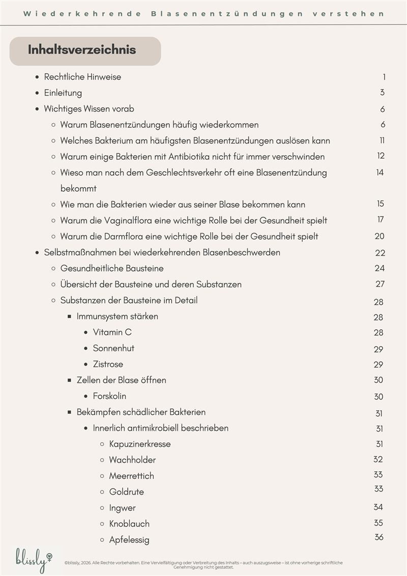 Inhaltsverzeichnis, Seite 1